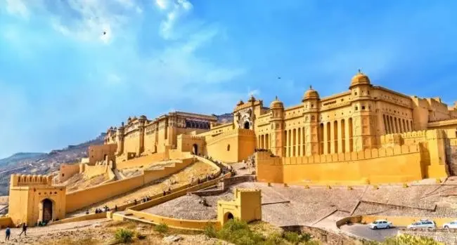 Amber Fort hilltop palace architecture in Jaipur Rajasthan